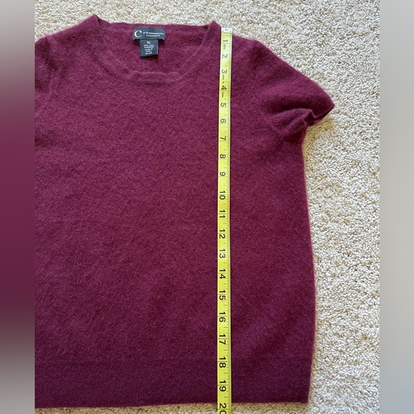 C by Bloomingdales 100% Cashmere Sweater Short Sleeve Purple Size Small *READ* - Picture 5 of 7